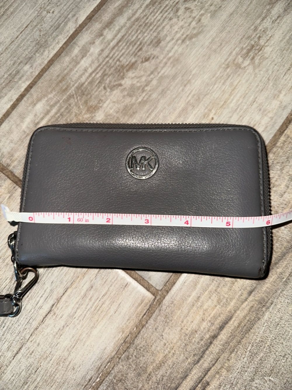 Michael Kors Dark Gray Leather Zip Wristlet - Picture 5 of 7